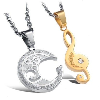 Music Lovers Couple Necklace Set - Bon and Boo
